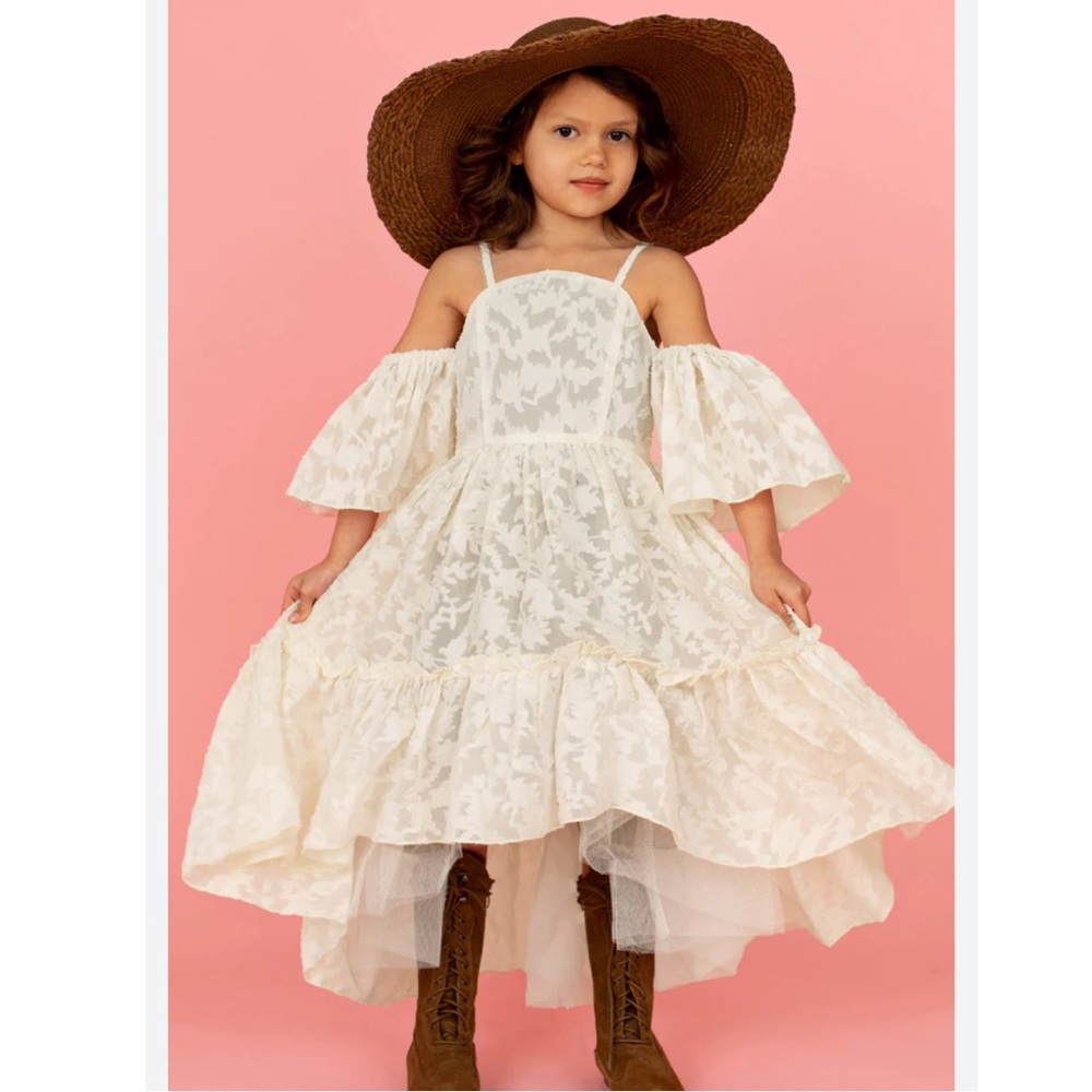 Joyfolie Cream Lace Off-Shoulder High-Low Dress NWT size 8